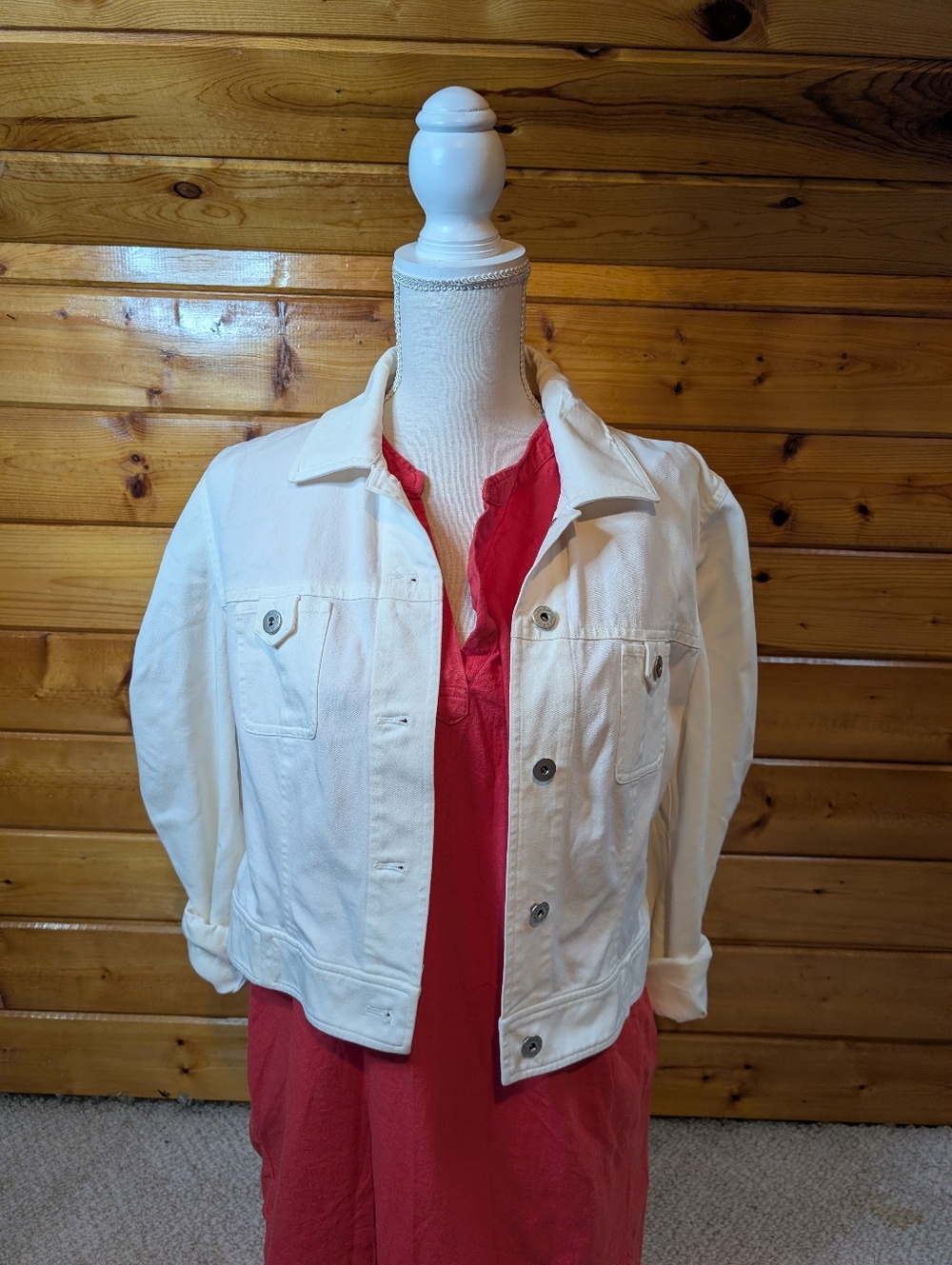 Peck & Peck White Denim Cropped Jacket